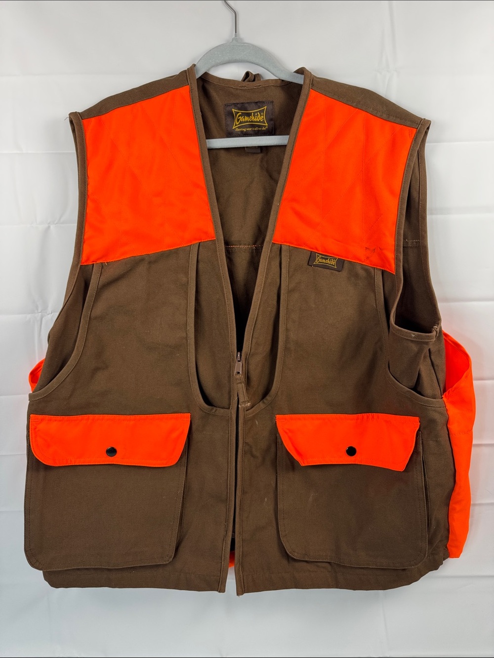 Gamehide Hunting Vest Orange Brown Cotton Large Outdoor Utility